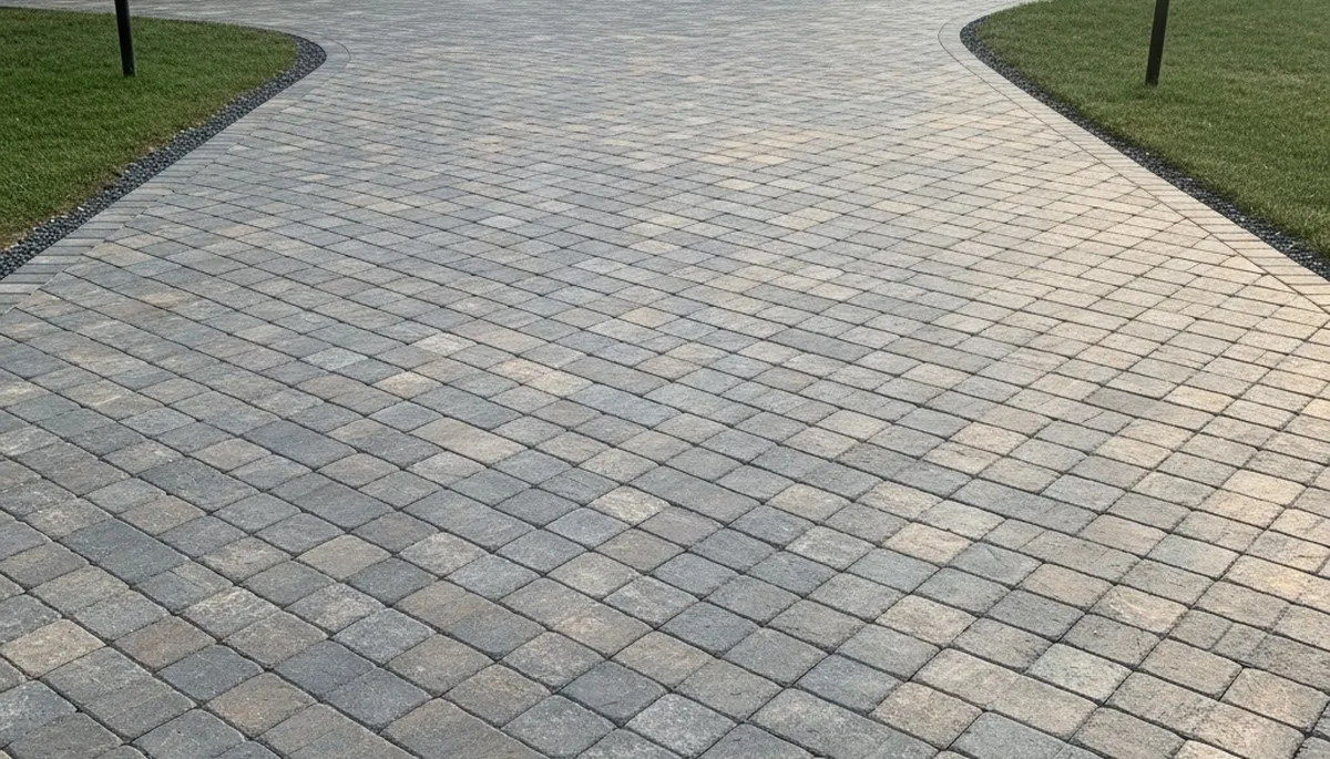 Completed interlocking paver driveway installation in Saugus MA by Chop Chop Landscaping