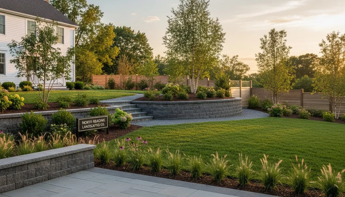 Landscaping crew providing lawn care and yard maintenance in Saugus, MA